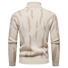 Men's Turtleneck Plaid Jacquard Knitted Sweater
