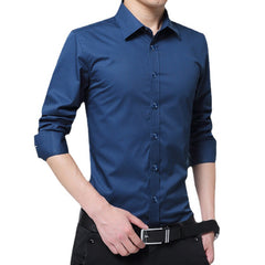 New Men's Non-Iron Slim Casual Solid Color Shirt