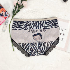 Plus Size Mesh Lace Print Panties