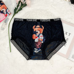 Plus Size Mesh Lace Print Panties