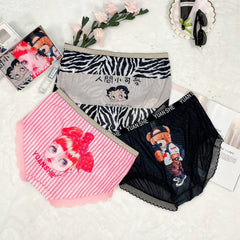 Plus Size Mesh Lace Print Panties