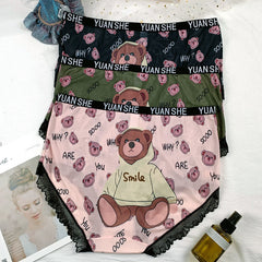 Plus Size Mesh Lace Print Panties