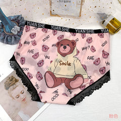 Plus Size Mesh Lace Print Panties