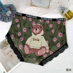 Plus Size Mesh Lace Print Panties