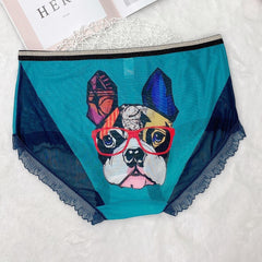 Plus Size Mesh Lace Print Panties