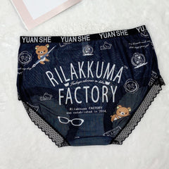 Plus Size Mesh Lace Print Panties