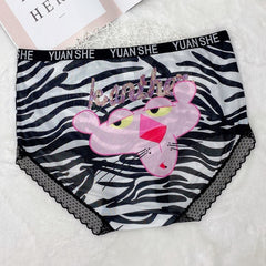 Plus Size Mesh Lace Print Panties