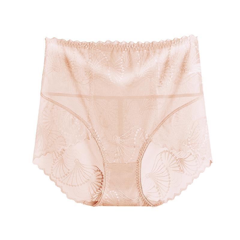 [ 4 PCS ]High Waist Seamless Lace Jacquard Panties