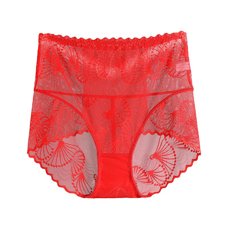 [ 4 PCS ]High Waist Seamless Lace Jacquard Panties