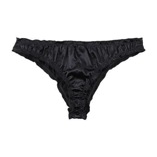 Men Solid Satin Ruffle Panties Sexy Thongs -  Fashion Men's Panties