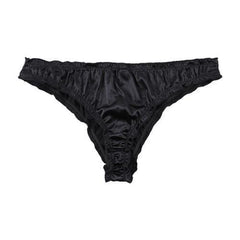 Men Solid Satin Ruffle Panties Sexy Thongs -  Fashion Men's Panties