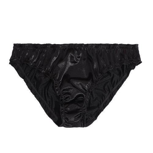 Men Solid Satin Ruffle Panties Sexy Thongs -  Fashion Men's Panties