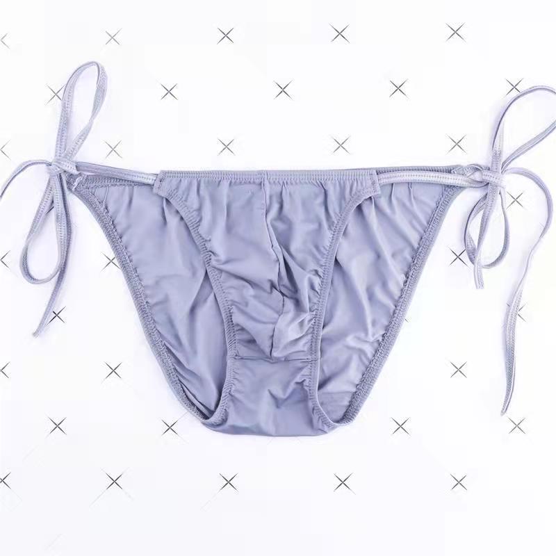 Lace-up Low-Rise Sexy Ice Silk Thong -  Fashion Men's Panties