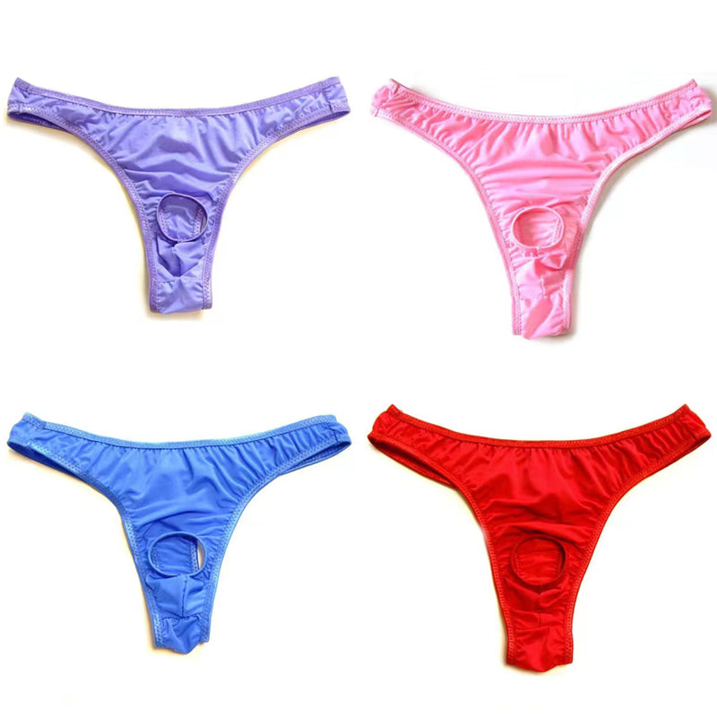 Men's Open Low-Rise Ice Silk Thong -  