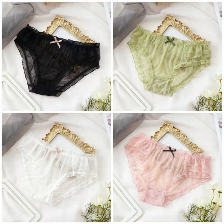 Lace Cutout Pants Bow Seamless Sheer Panties -  Fashion Men's Panties