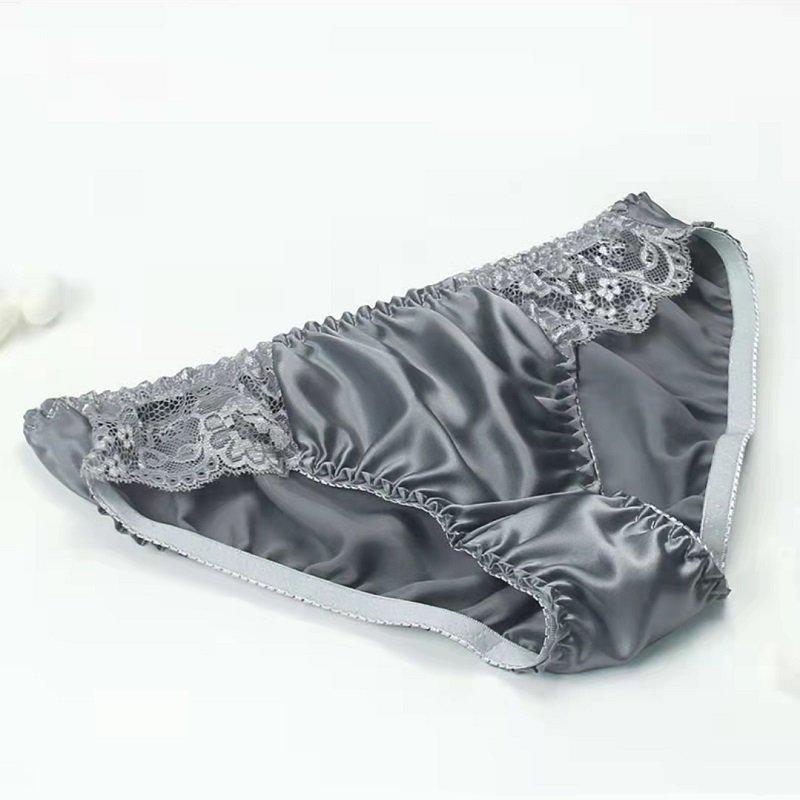 100% Silk Sexy Lace Trim Panties -  