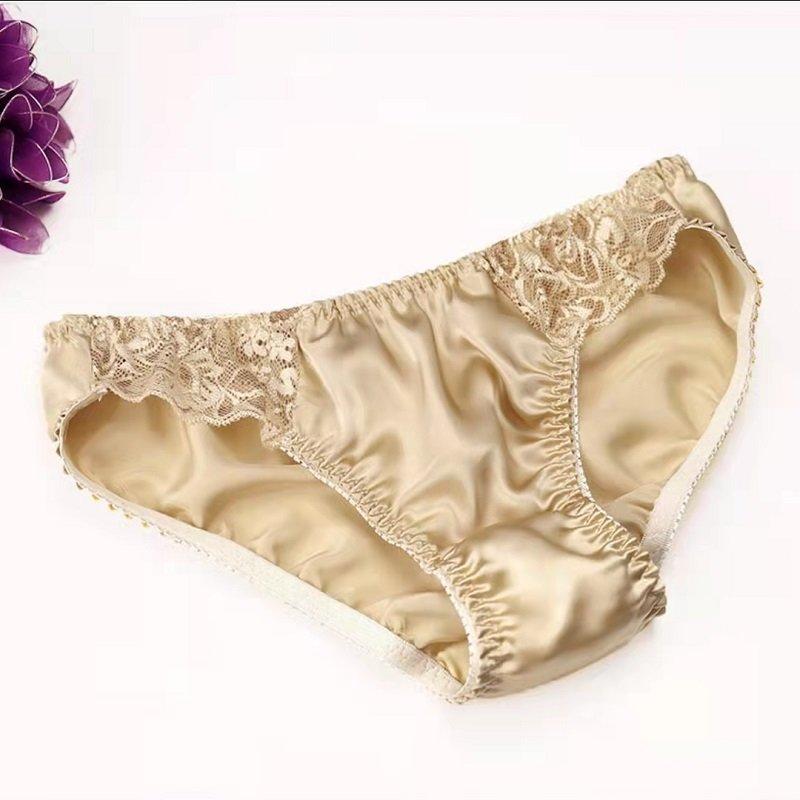 100% Silk Sexy Lace Trim Panties -  