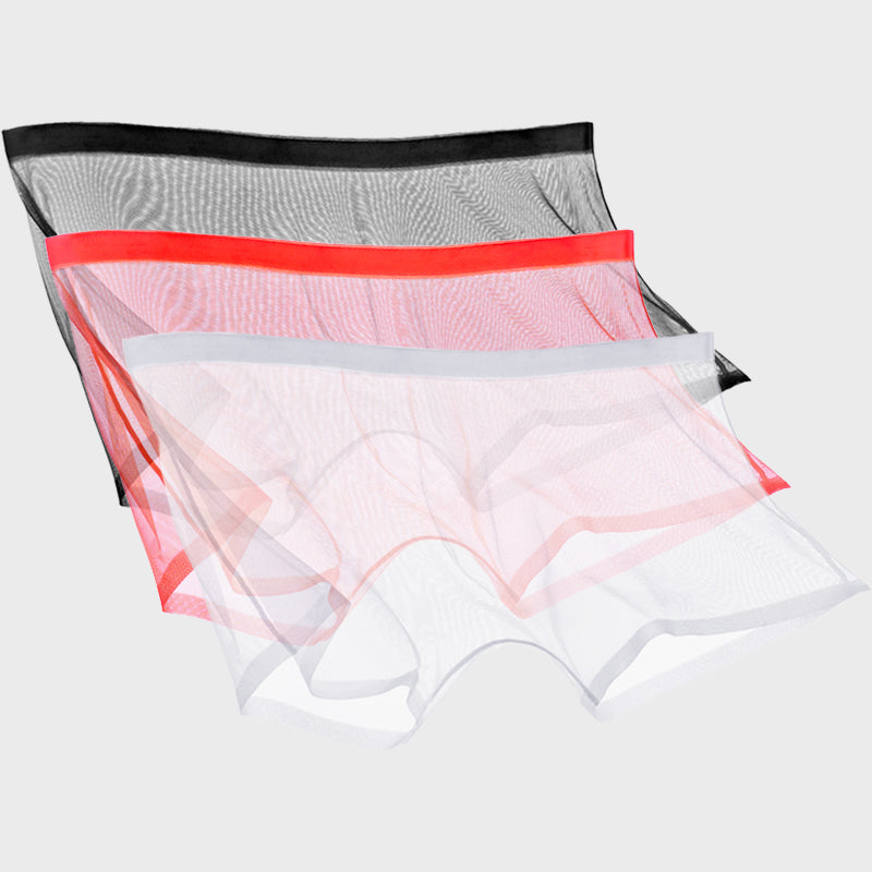 Ice Silk Sexy Mesh Full Transparent Boxer Shorts - Men's Fashion