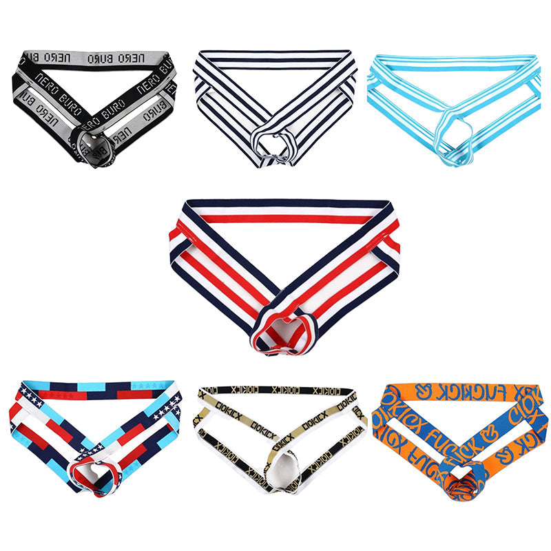 Men's Personality Trend Striped Letter Thong -  Fashion Men's Panties