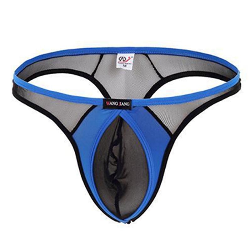 Men's low-rise mesh transparent thong -  