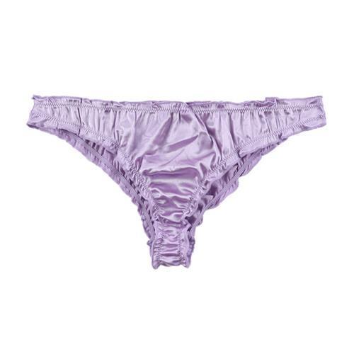 Men Solid Satin Ruffle Panties Sexy Thongs -  Fashion Men's Panties