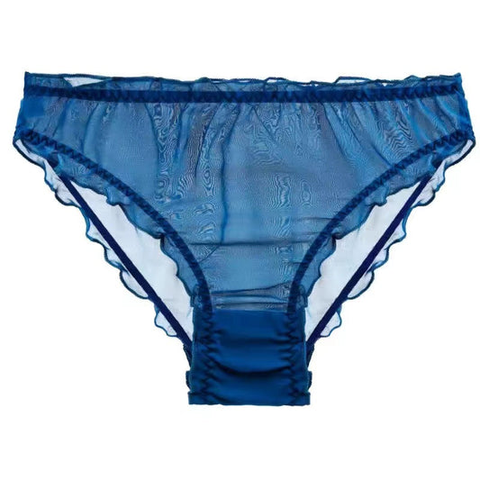Men's Ruffled Silk Transparent Briefs -  Fashion Men's Panties