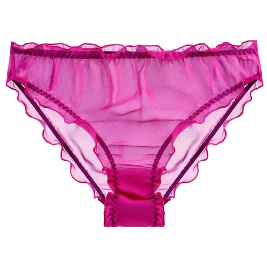 Men's Ruffled Silk Transparent Briefs -  Fashion Men's Panties