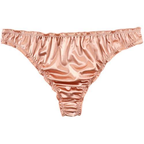 Men Solid Satin Ruffle Panties Sexy Thongs -  Fashion Men's Panties