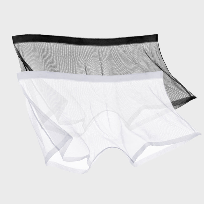 Ice Silk Sexy Mesh Full Transparent Boxer Shorts - Men's Fashion