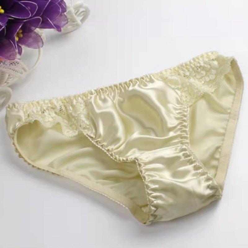 100% Silk Sexy Lace Trim Panties -  