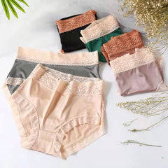 Plus Size High Waist Ice Silk Satin Panties -  