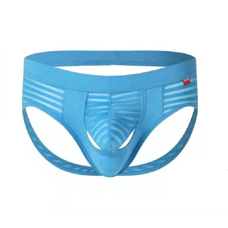 Separate Ice Silk Striped Back Empty Thong -  