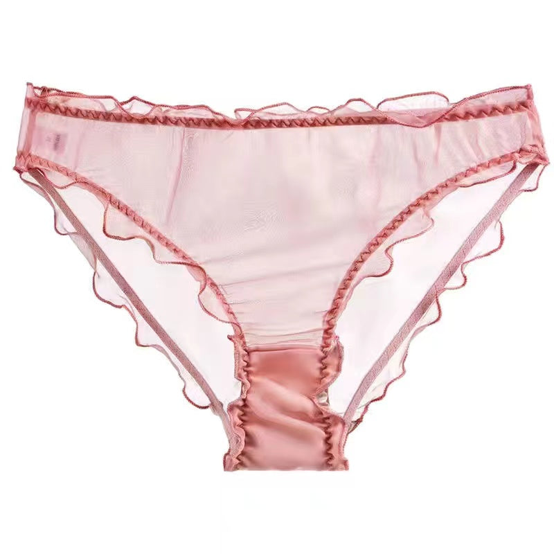 Men's Ruffled Silk Transparent Briefs -  Fashion Men's Panties