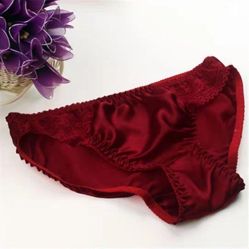 100% Silk Sexy Lace Trim Panties -  