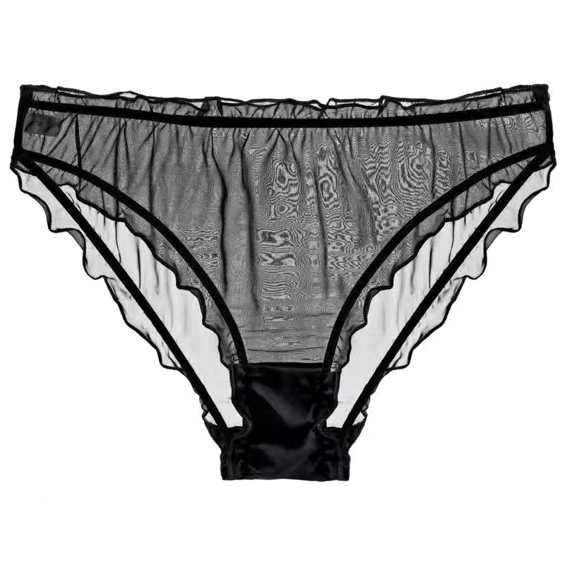 Men's Ruffled Silk Transparent Briefs -  Fashion Men's Panties