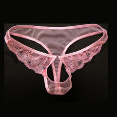 Men's Open Crotch Full Lace Transparent Thongs